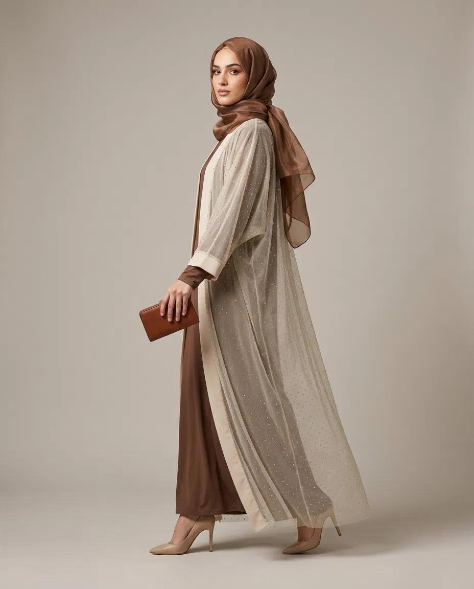 KOMPLE TAŞLI YARASA KOL TÜL ABAYA