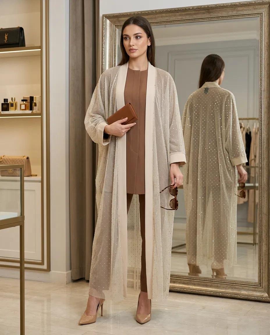 KOMPLE TAŞLI YARASA KOL TÜL ABAYA - Resim 3