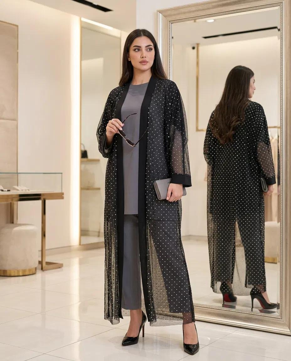 KOMPLE TAŞLI YARASA KOL TÜL ABAYA - Resim 6
