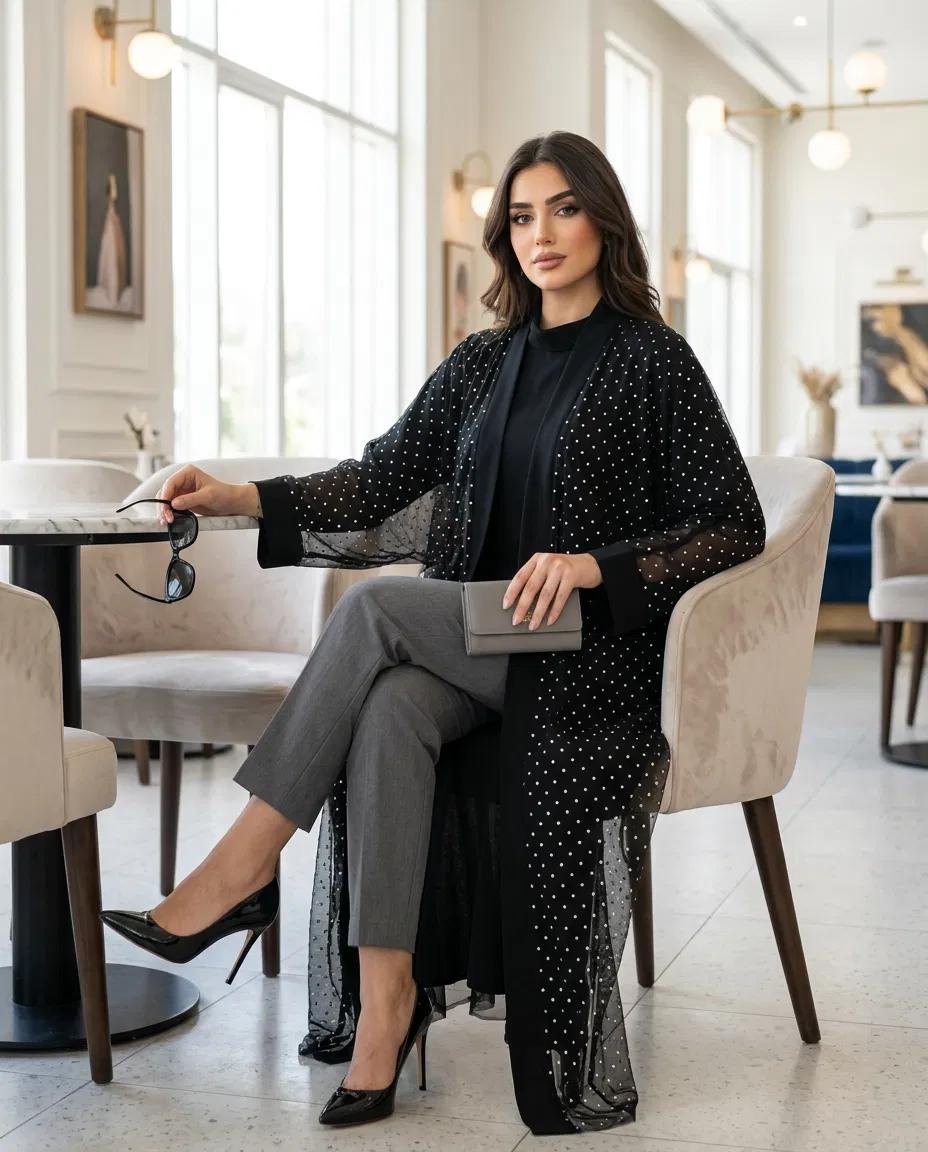 KOMPLE TAŞLI YARASA KOL TÜL ABAYA - Resim 7