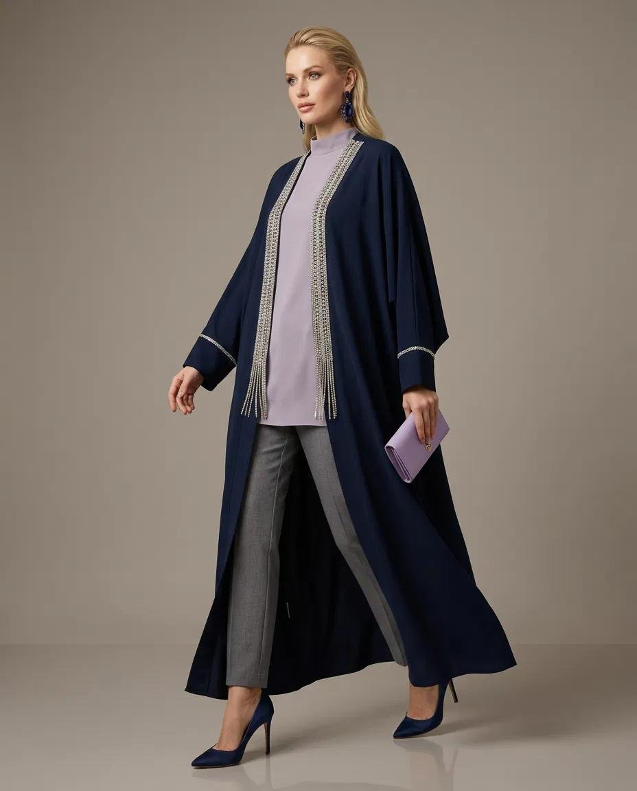 TAŞ İŞLİ YARASA KOL KUMAŞ ABAYA - Resim 1