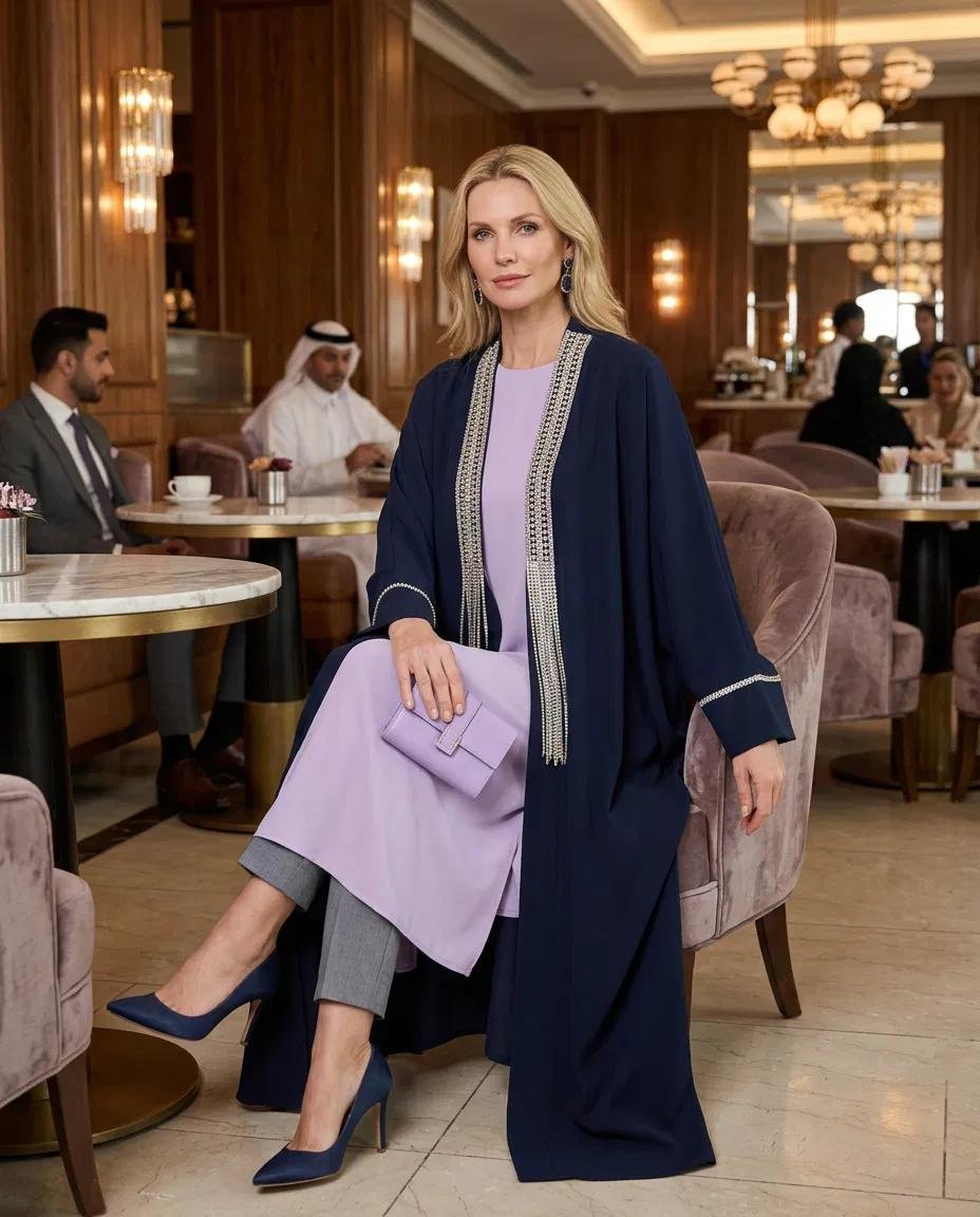 TAŞ İŞLİ YARASA KOL KUMAŞ ABAYA - Resim 3