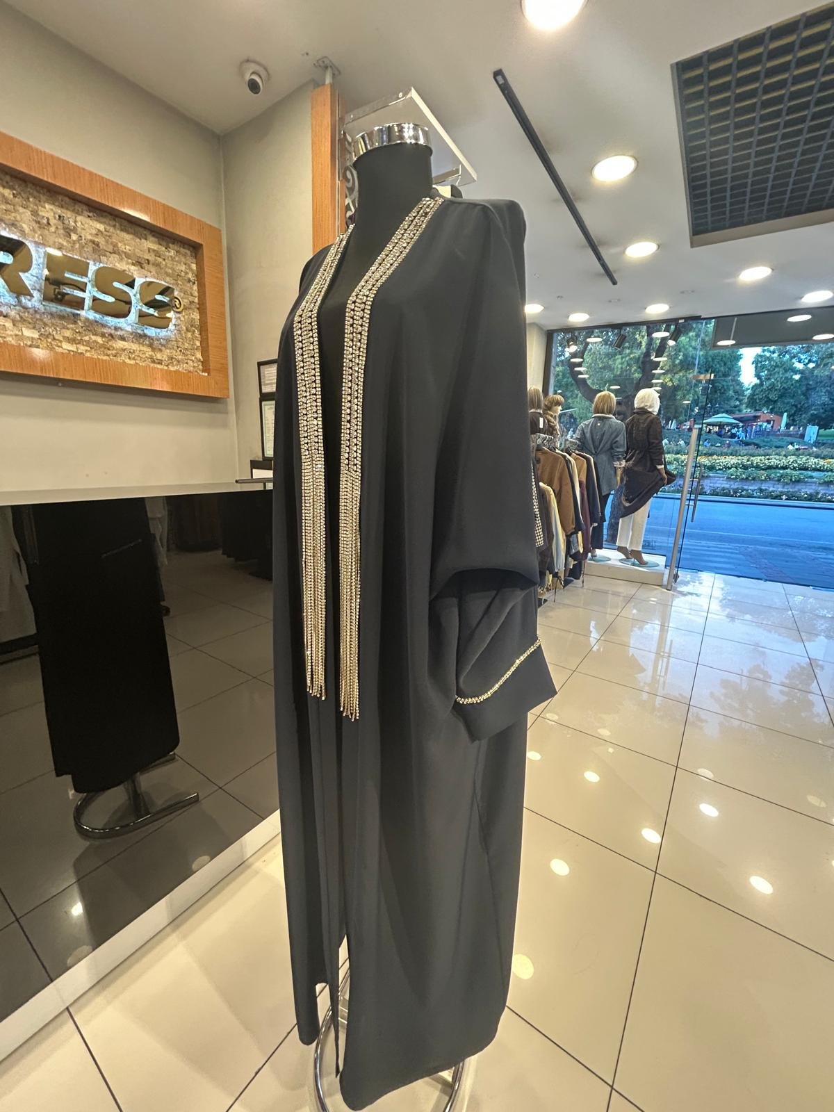 TAŞ İŞLİ YARASA KOL KUMAŞ ABAYA - Resim 5