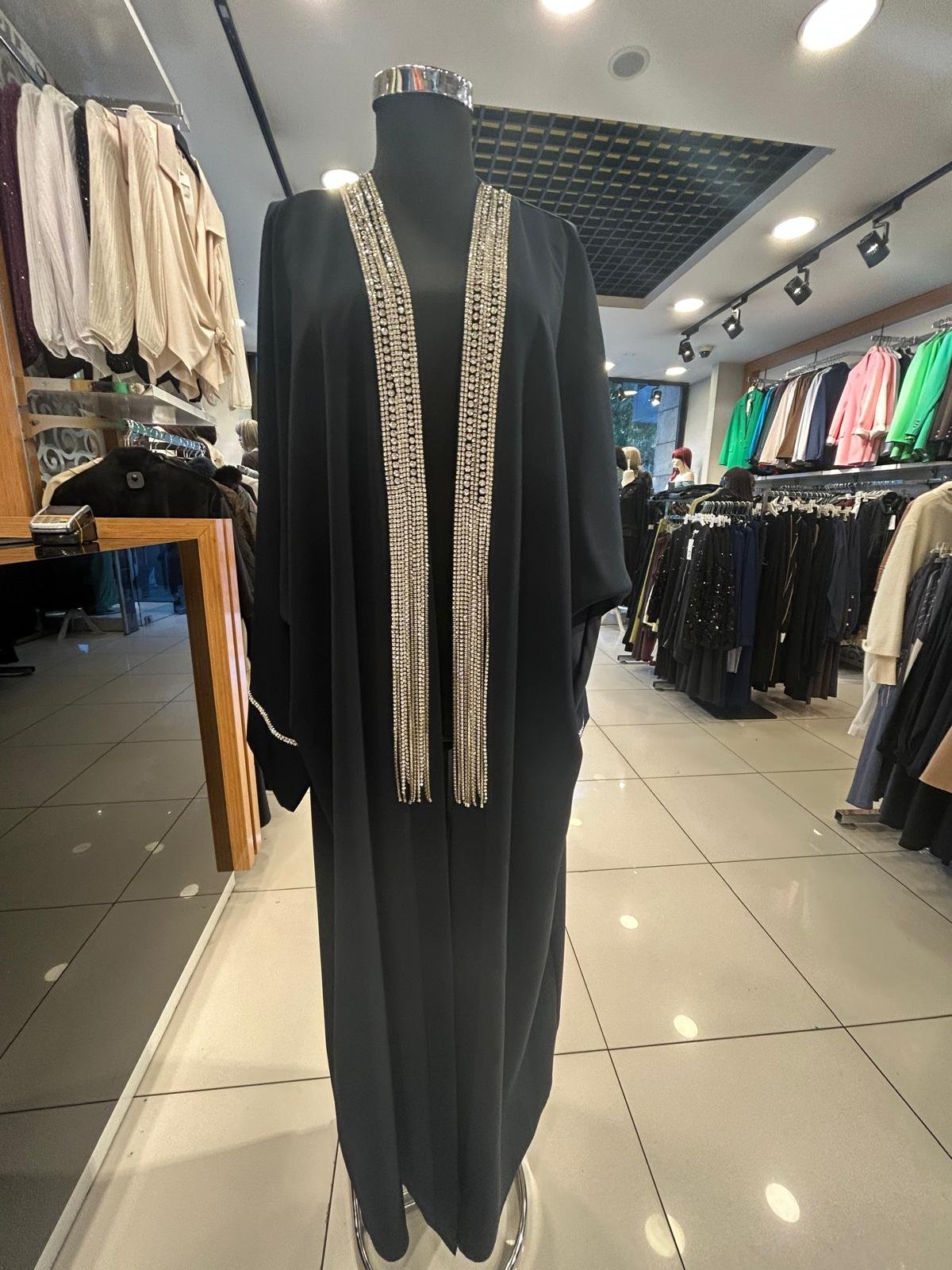 TAŞ İŞLİ YARASA KOL KUMAŞ ABAYA - Resim 6
